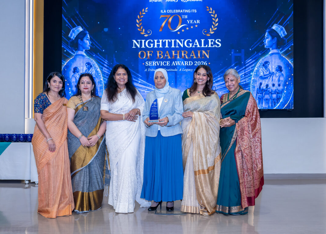 Veteran nurses receiving recognition awards for more than 25 years of service in Bahrain&rsquo;s healthcare sector.
