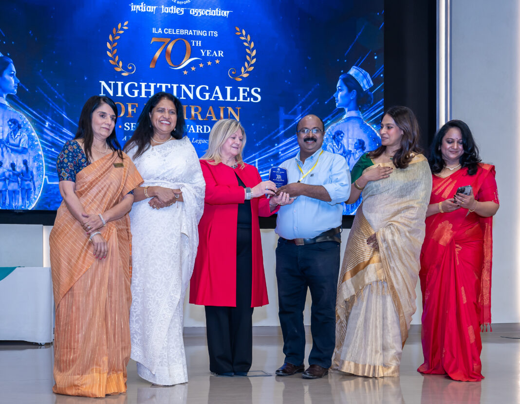 Veteran nurses receiving recognition awards for more than 25 years of service in Bahrain&rsquo;s healthcare sector.