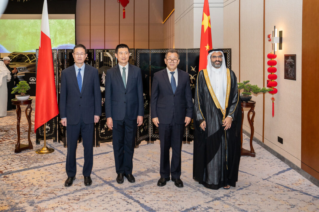 Chinese military representatives with guests.