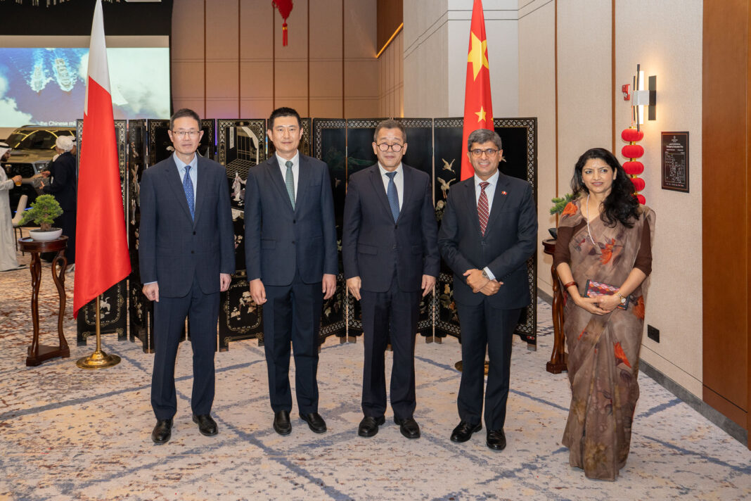 Chinese military representatives with guests.