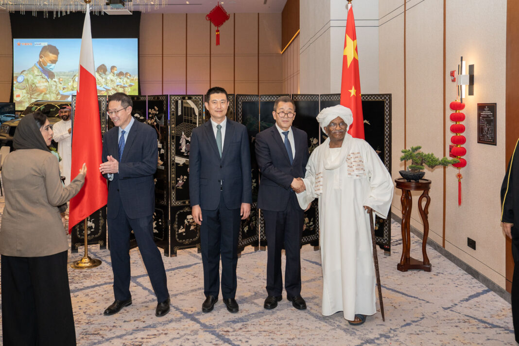 Chinese military representatives with guests.