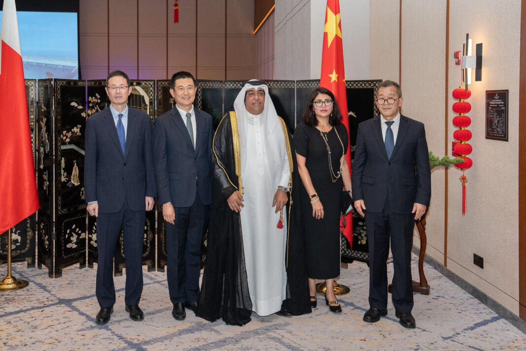 Chinese military representatives with guests.