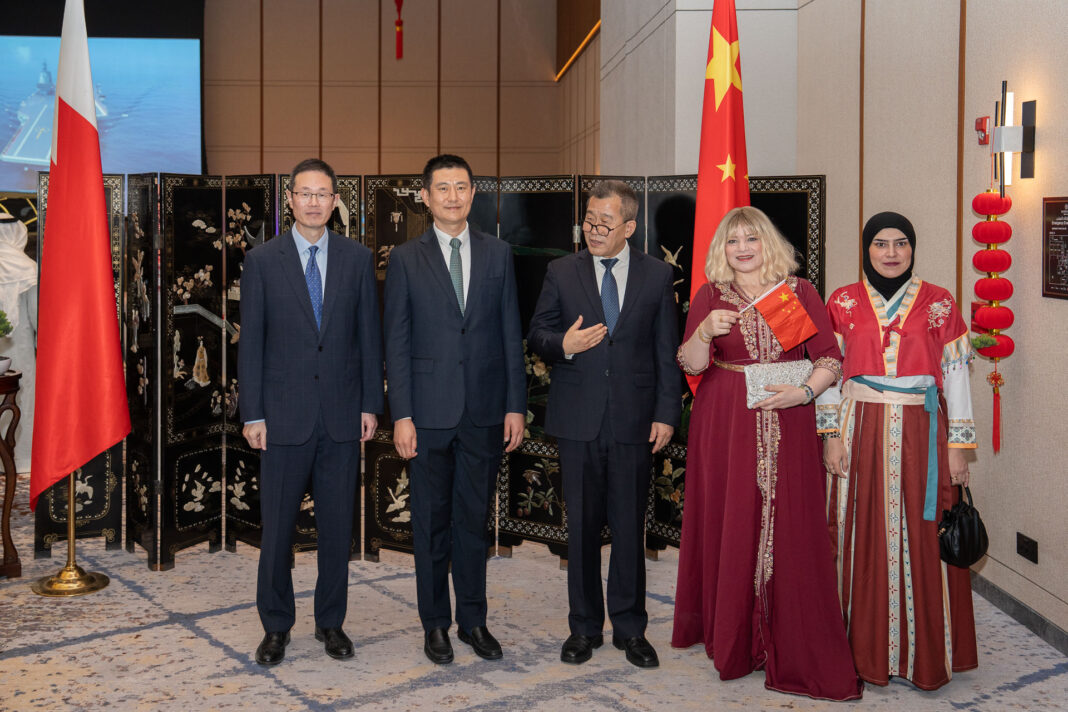 Chinese military representatives with guests.